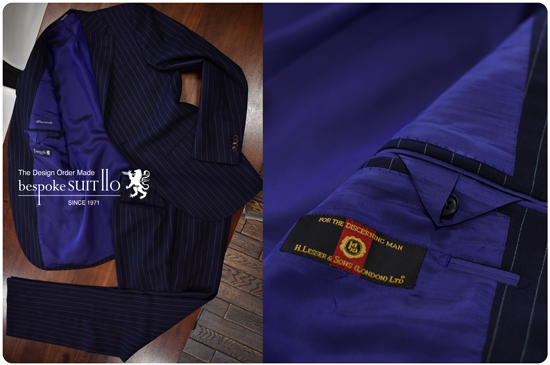 ★11/12OZS LIGHTWEIGHT FINE WORSTED SUITINGS / H.LESSER & SONS Pinstripe SUITS 埼玉県_Ｈ様 <br />

