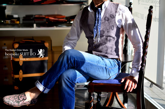 Blu Bre （ブルブレ）のコットンミニスカーフ入荷  bespokeSUIT110