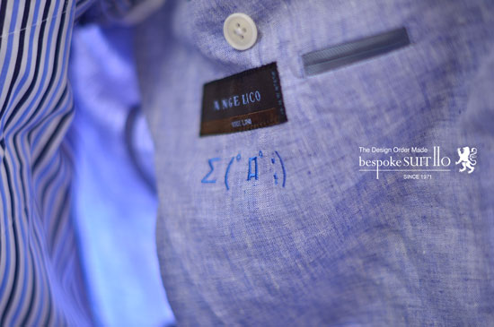 顔文字ジャケットネーム　ANGELICO（アンジェリコ）linen リネンジャケット bespokeSUIT110