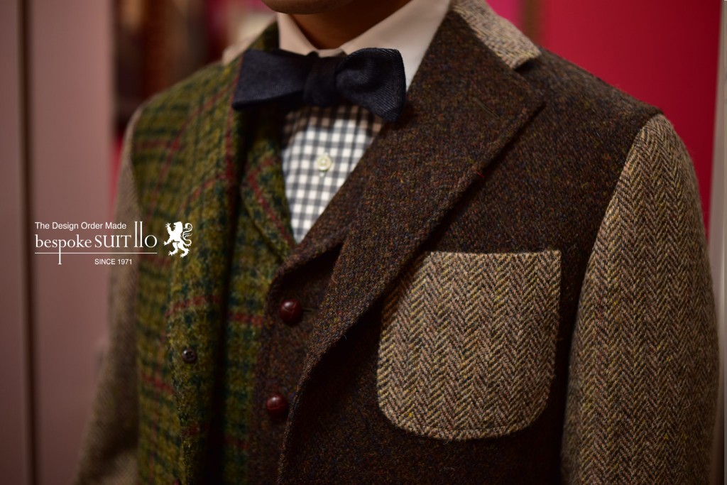 Harris Tweed,ハリス・ツイード,クレイジージャケット,オーダージャケット,オーダーシャツ,オーダー帽子,オーダーボウタイ,福岡,北九州,ビスポークスーツ110,bespokeSUIT110,