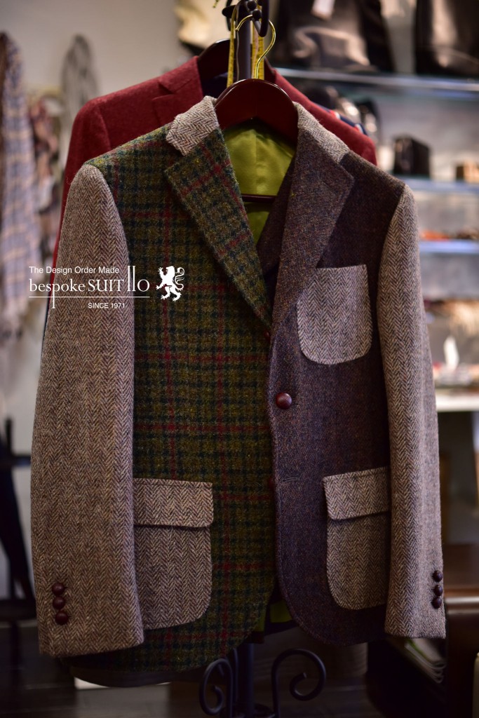 Harris Tweed,ハリス・ツイード,クレイジージャケット,オーダージャケット,オーダーシャツ,オーダー帽子,オーダーボウタイ,福岡,北九州,ビスポークスーツ110,bespokeSUIT110,