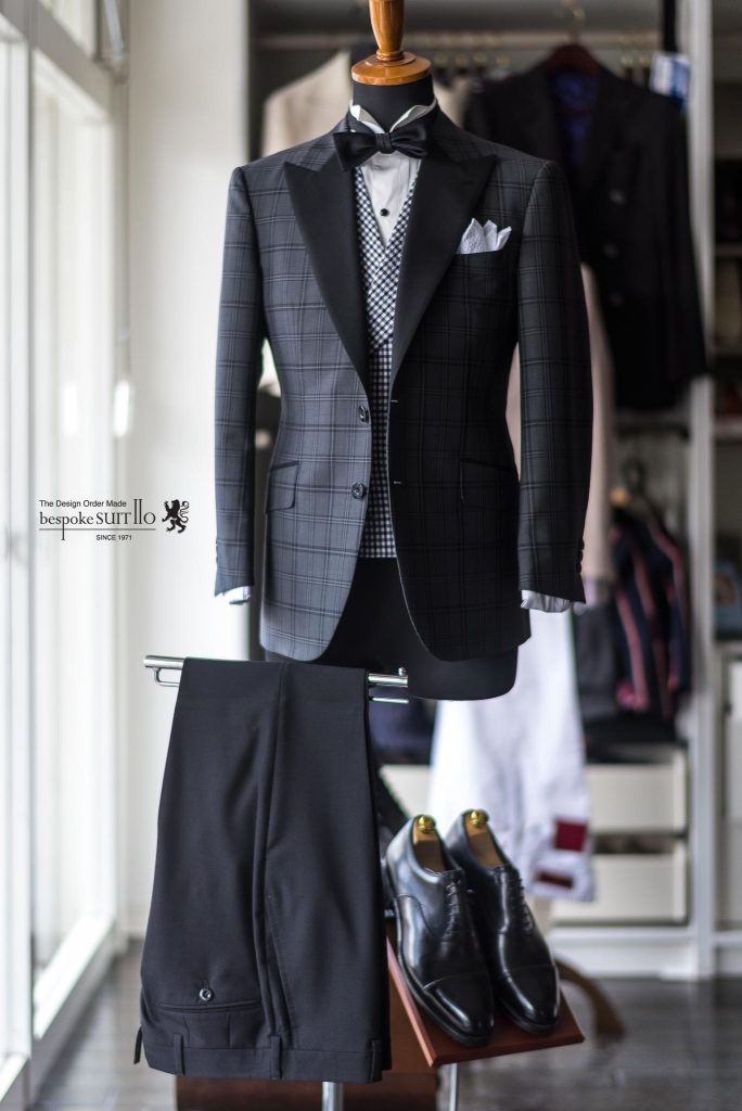 ,ボウタイ,チェック,フォーマル,ラポ・エルカーン,dinner jacket,tuxedo,VITALE BARBERIS CANONICO,ヴィターレ・バルべリス・カノニコ,TESSUIT SONDRIO,,,,,,ファンシータキシード,ディナージャケット,タキシード,シルクジャケット,ジャケットコーディ,ワードローブ,オーダージャケット,オーダーシャツ,誂え,紳士,オーダーメイド,福岡,黒崎,北九州,ビスポークスーツ１１０,bespokeSUIT110,bespokeSUITIIO,