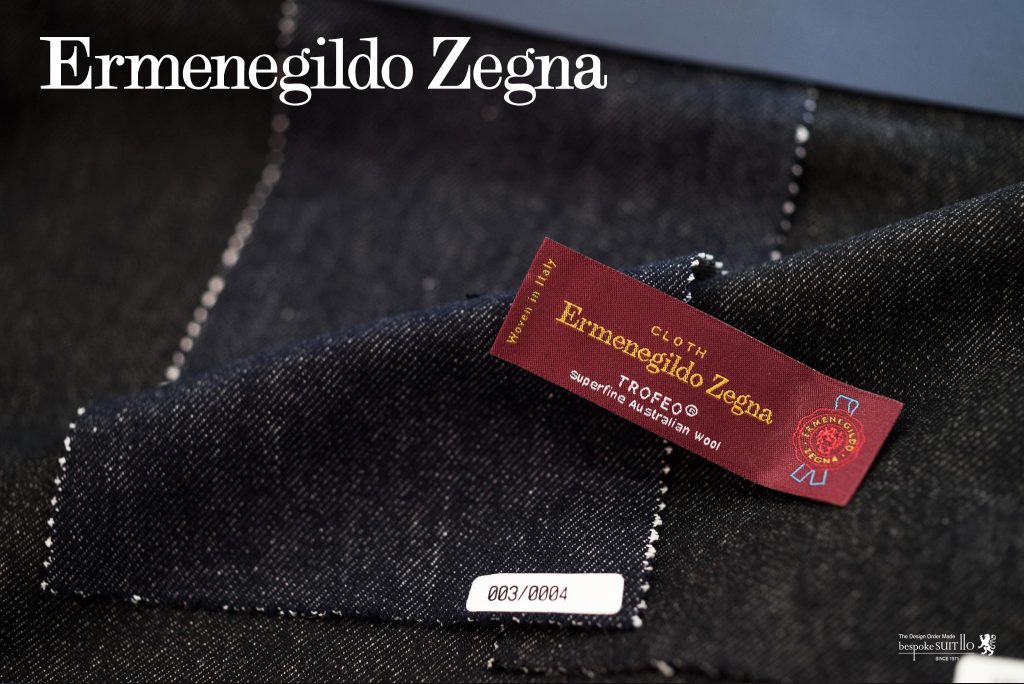 Ermenegildo Zegna Trofeo Denimエルメネジルド・ゼニア　トロフェオデニム 100%wool 500gms ゼニアのフラッグシップクロスの“トロフェオ”の最高級ウール織りに大胆にインディゴ染めを施した新素材。カジュアルなデニムライクな風合いですがソコは“ゼニア”らしくとってもエレガント。この異色の2017AW新素材をbespokeSUIT110ではいち早く取り入れ、早期オーダーキャンペーンとしてご提供いたします。Ermenegildo Zegna, Trofeo Denim,エルメネジルド・ゼニア,トロフェオデニム ,オーダージャケット,オーダーコート,インディゴ,オーダースーツ,背広,誂え,仕立,紳士,福岡,黒崎,小倉,北九州,八幡西区,ビスポークスーツ１１０,bespokeSUIT110,bespokeSUITIIO,