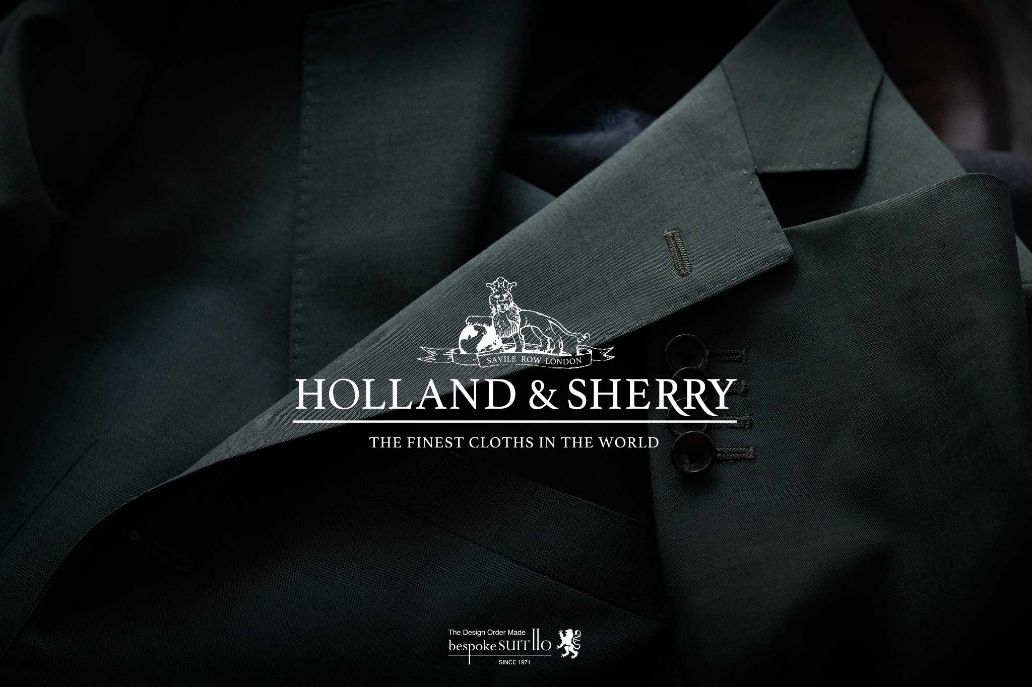 Holland & Sherry（ホーランド＆シェリー）の春夏向けウールモヘア生地見本帳とブランドタグ